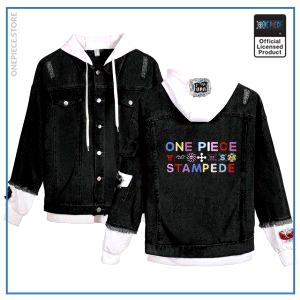 One Piece Jean Jacket <br> Stampede Movie (Black) OP1505 White / S Official One Piece Merch