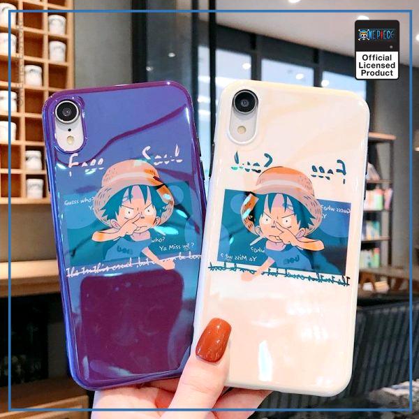 One Piece iPhone Case  Kid Luffy  (Blue Ray Effect) OP1505 for 6 and 6s / White Official One Piece Merch