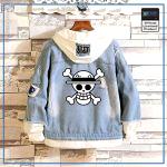One Piece Jean Jacket  Straw Hat Jolly Roger OP1505 S Official One Piece Merch