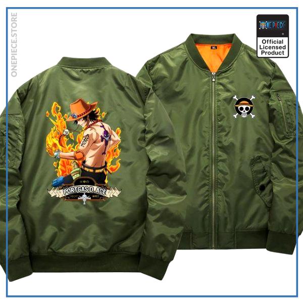 One Piece Bomber Jacket  Ace (Green) OP1505 S Official One Piece Merch