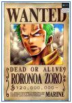 One Piece Wanted Poster  Roronoa Zoro Bounty OP1505 30cmX21cm Official One Piece Merch