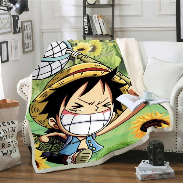 Anime One Piece 3D Printing Plush Fleece Blanket Adult Fashion Quilts Home Office Washable Duvet Casual 1 - One Piece Store