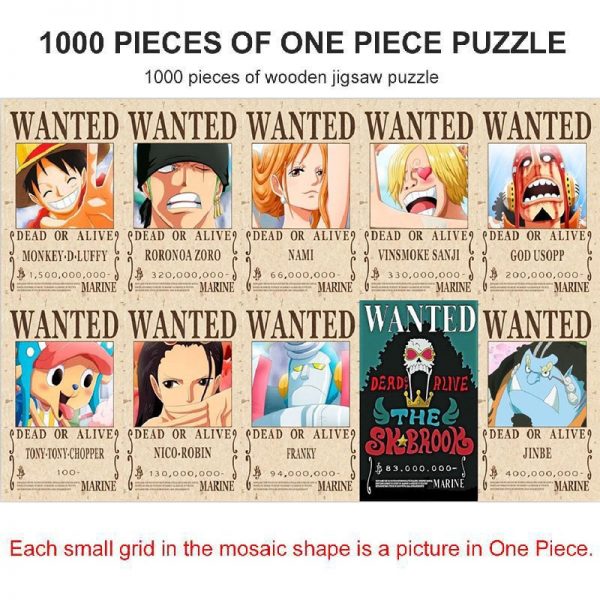One Piece Doraemon Action Figures Mosaic Monkey D Luffy Smiling Face Series Wooden Jigsaw Puzzle Creative 3 - One Piece Store