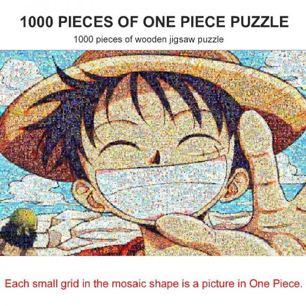 One Piece Doraemon Action Figures Mosaic Monkey D Luffy Smiling Face Series Wooden Jigsaw Puzzle Creative - One Piece Store