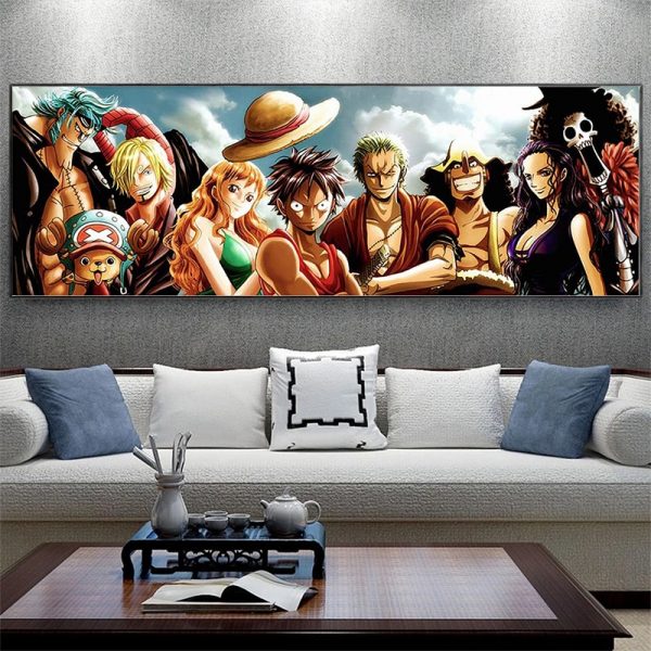 Japanese Anime Canvas Painting One Piece Luffy Straw Hat Pirate Posters and Prints Wall Art Mural 1 - One Piece Store
