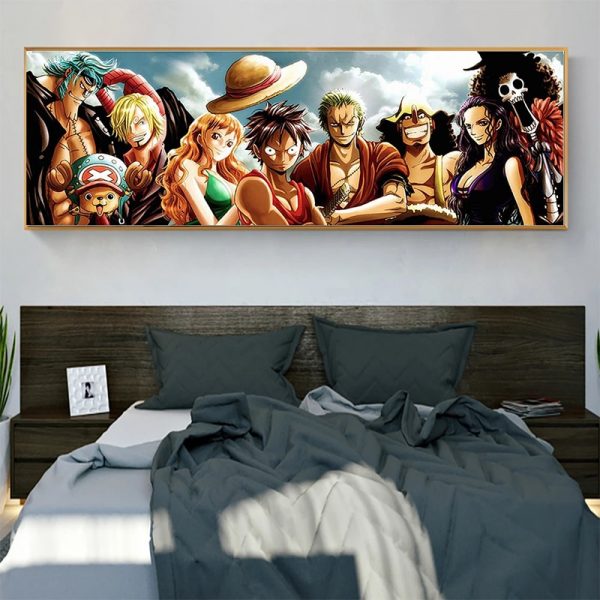 Japanese Anime Canvas Painting One Piece Luffy Straw Hat Pirate Posters and Prints Wall Art Mural 4 - One Piece Store