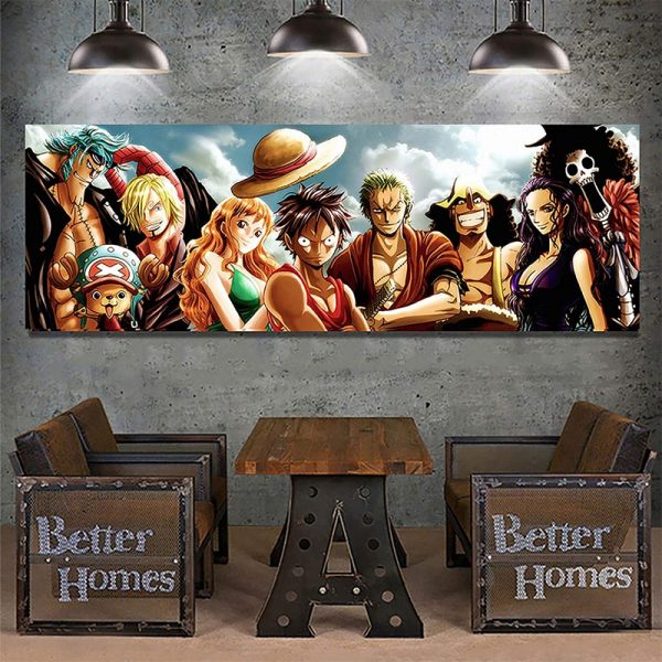 Japanese Anime Canvas Painting One Piece Luffy Straw Hat Pirate Posters and Prints Wall Art Mural - One Piece Store