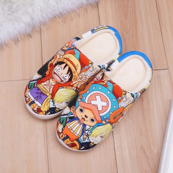 Dropship Winter Men Women House Slippers One Piece Cosplay Anime Shoes Luffy Warm Kawaii Shoes - One Piece Store
