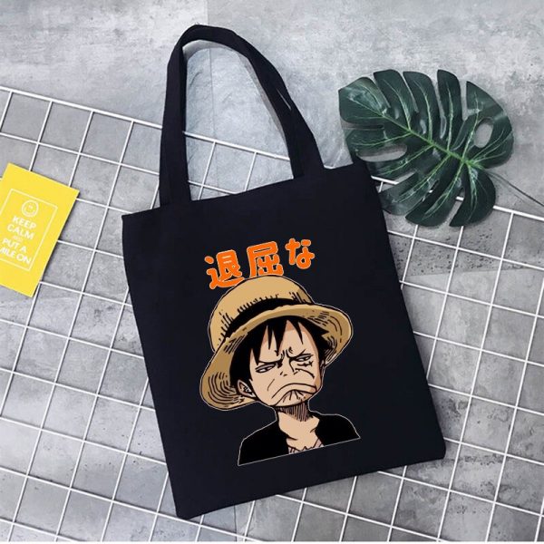 Harajuku Tumblr Graphic Ladies Shopping Bag Handbags Luffy Funny Face Anime Tote Bags Women Eco Reusable 2 - One Piece Store