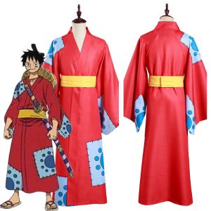 One Piece Wano Country Monkey D Luffy Cosplay Costume Kimono Outfits Хелоуин карнавален костюм - One Piece Store