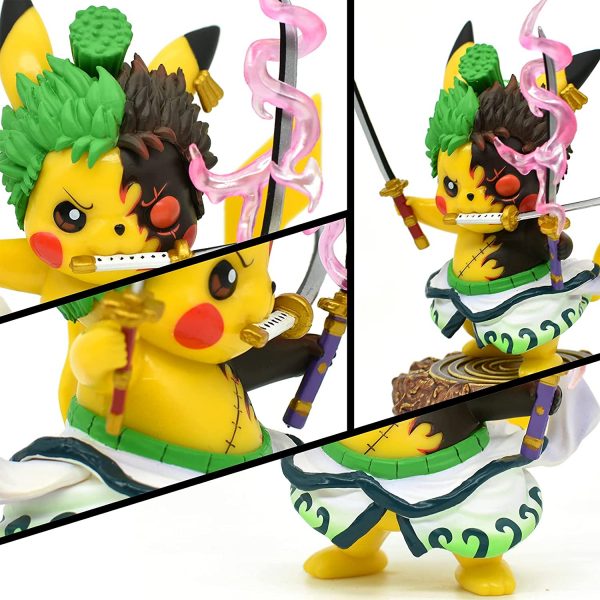 PVC 4 Pokemon Anime Kawaii Pikachu Cosplay Roronoa Zoro Action Figure Statues GK Collection Birthday Gifts 4 - One Piece Store