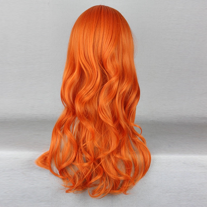 Japanese anime Nami cosplay Two Years Later costumes tops Game Nami 2 Years Later Orange Long Curly Wig Free Shipping