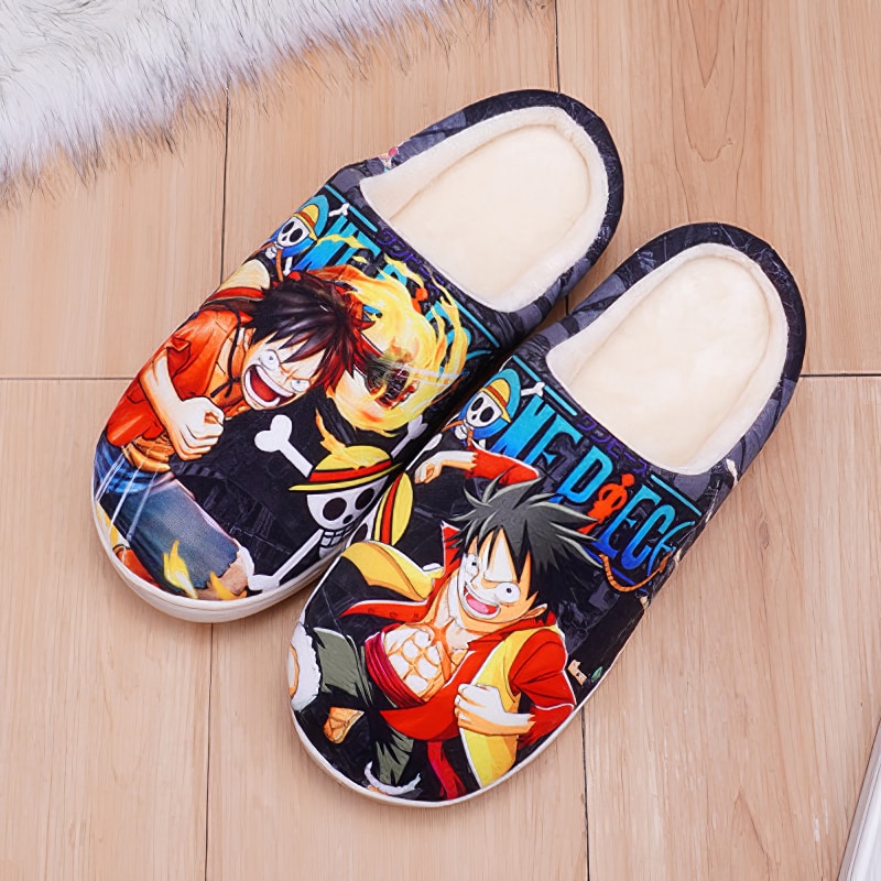 Slippers Anime One Piece Monkey D. Luffy Tony Tony Chopper Cartoon Cute Warm Winter Shoes Boots Home Indoor Bedroom