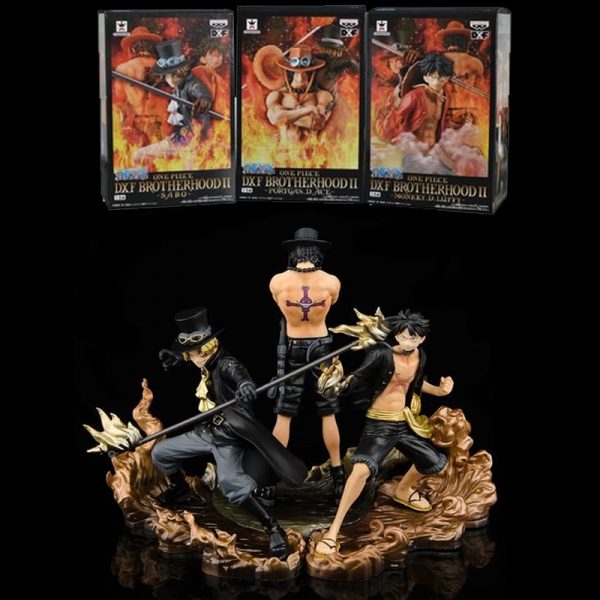 3PCS Anime Figurine One Piece Monkey D Luffy Ace Sabo Three Brothers Set PVC Action Figure 5 - One Piece Store
