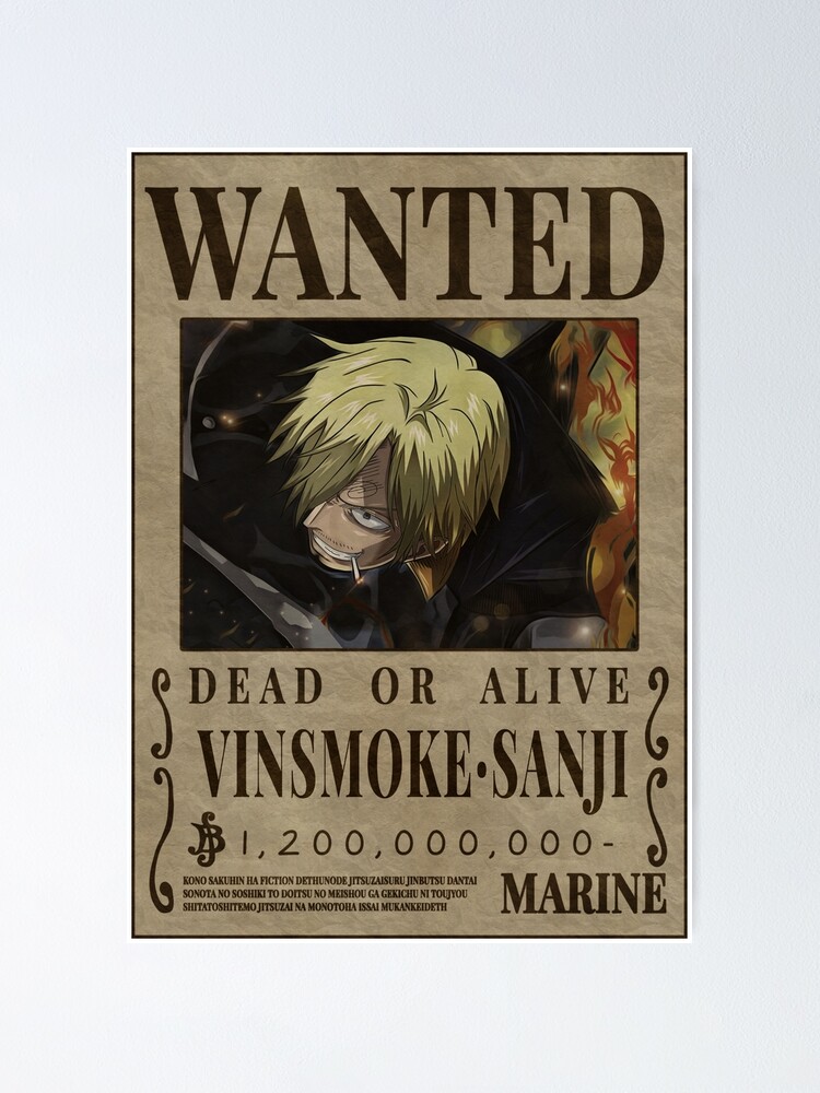 One Piece Vinsmoke Sanji Wanted Poster