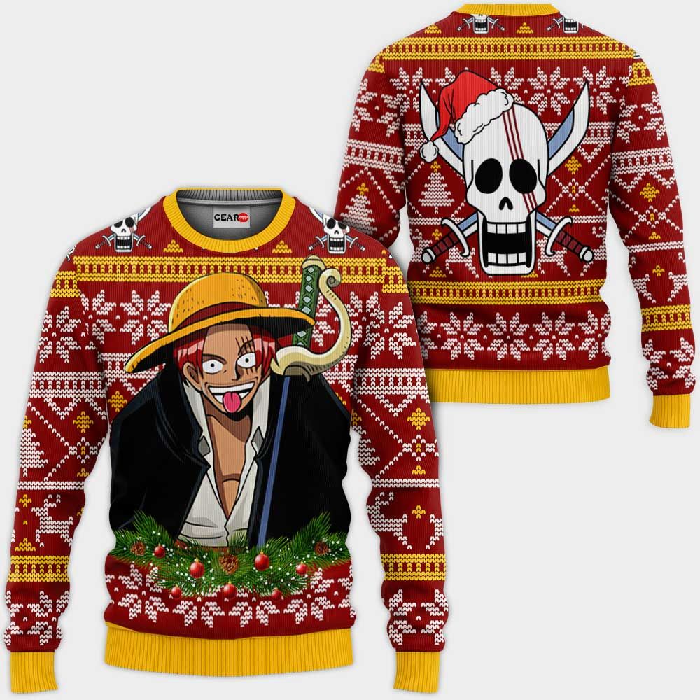 Red Hair Shanks Ugly Christmas Sweater Custom One Piece Anime Xmas Gifts GG0711