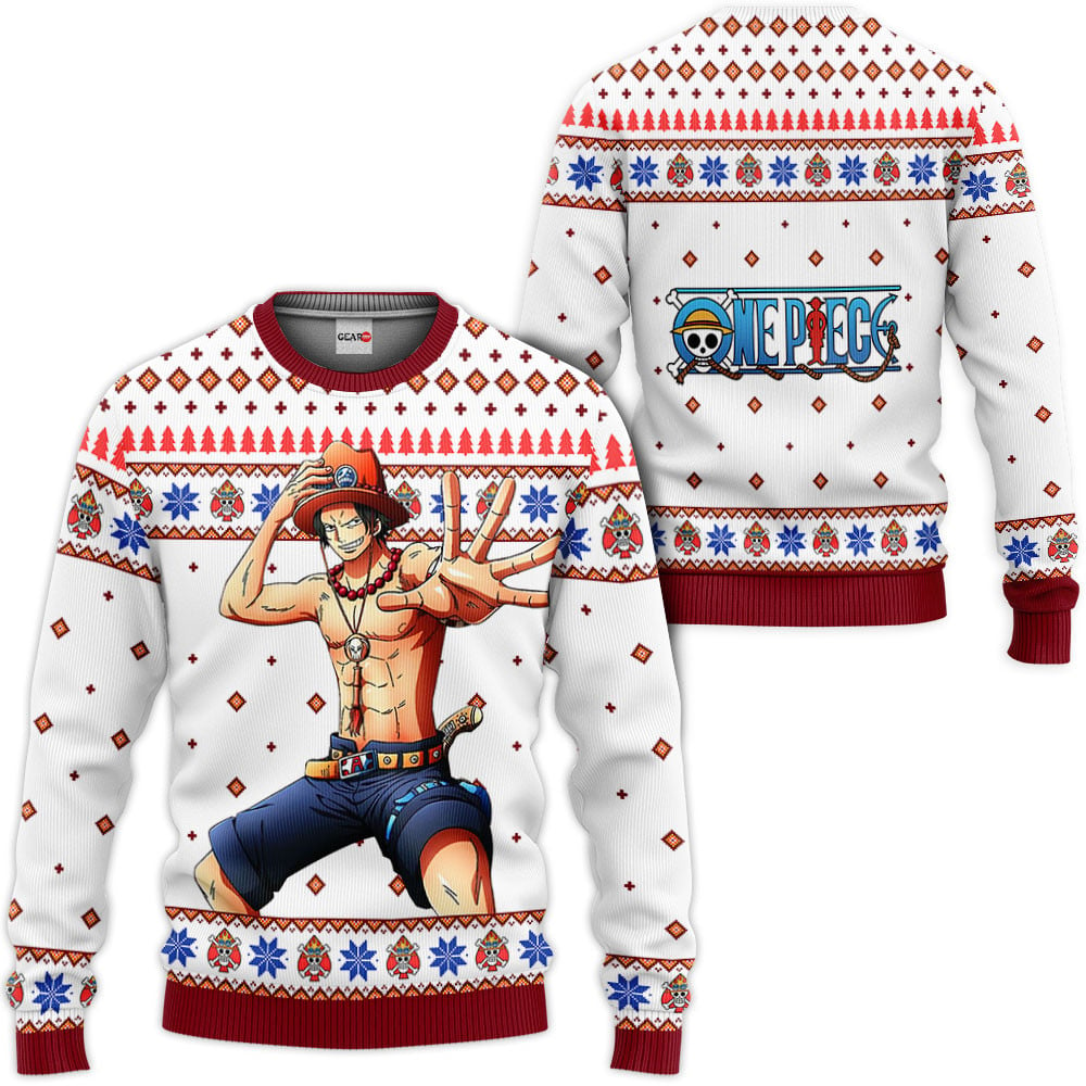 One Piece Ace Custom Anime Ugly Christmas Sweater VA1808 GG0711