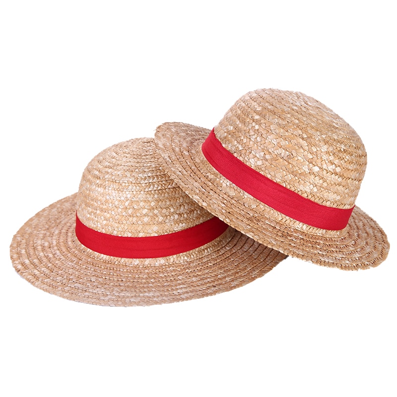 Boy Girl One Piece Cap Straw Hat Neck String Luffy Flat Hats Cosplay Japanese Cartoon Props 1 - One Piece Store