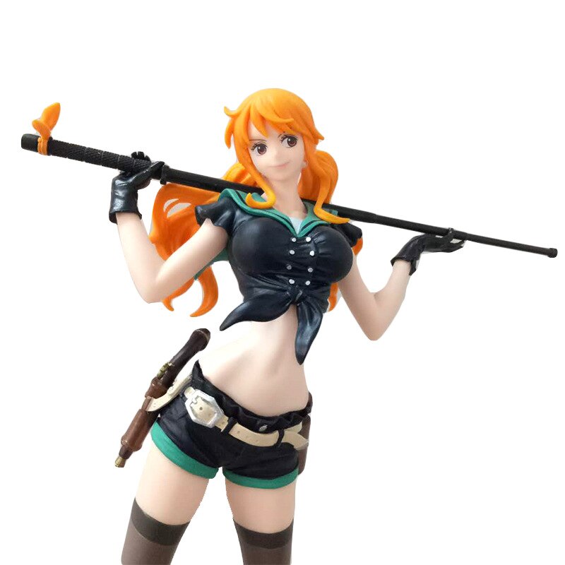 25cm One Piece Nami Action Figure Anime PVC Black Clothes Carry A Knife 81 Generation Nami 1 - One Piece Store