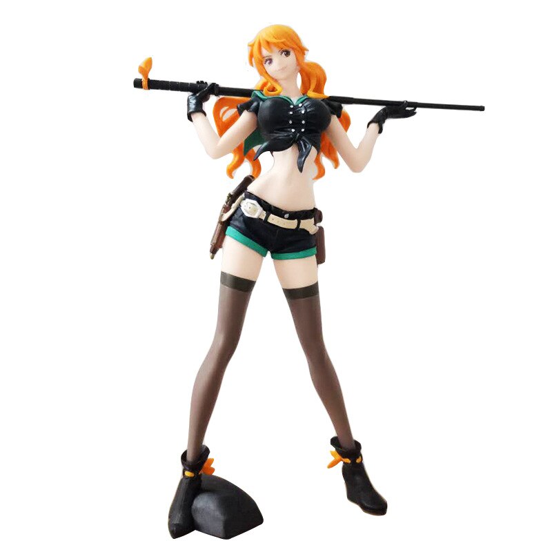 25cm One Piece Nami Action Figure Anime PVC Black Clothes Carry A Knife 81 Generation Nami - One Piece Store