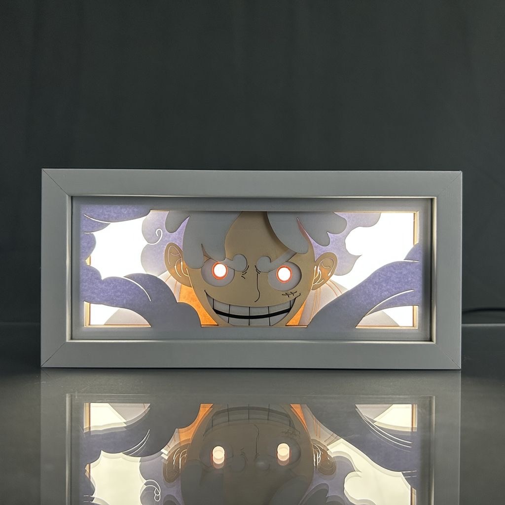 One Piece Nika Luffy Paper Carving Lamp Anime Figure Roronoa Zoro Paper Cuttings Frame Night Light 5 - One Piece Store