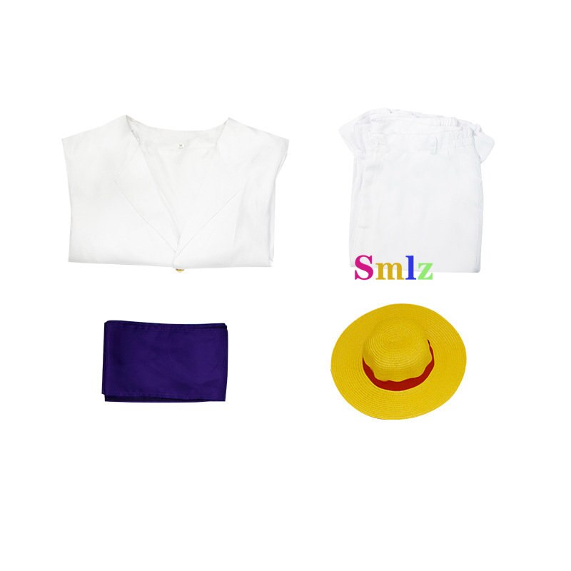 White Luffy Cosplay Anime Gear 5 Nika Form Costume Outfit Adult Kid Full Set White Shirt 4 - One Piece Store