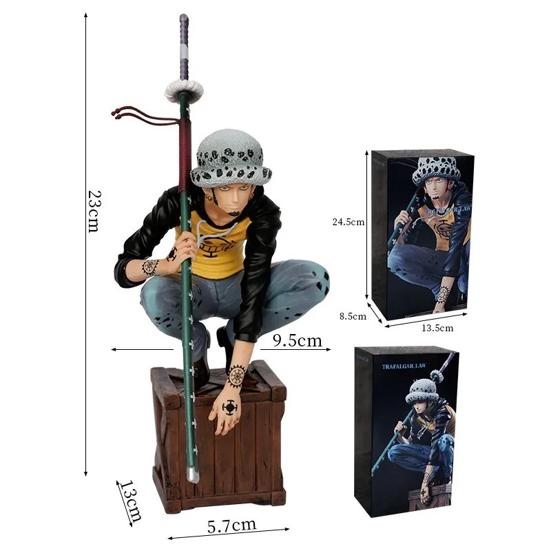 23cm ONE PIECE Anime Figure Oka Shichibukai Trafalgar D Water Squatting Position Collect Action Figure Pvc 4 - One Piece Store