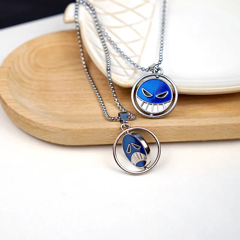 Ace Necklace for Women Men Anime Metal Necklaces Jewelry Rotating Pendant Chains Choker Collares Charm Gift - One Piece Store