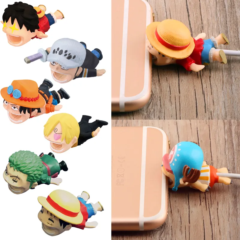 Anime One Piece Kawaii Cable Bite Protector for Iphone Usb Cable Organizer Winder Luffy Zoro Protector - One Piece Store