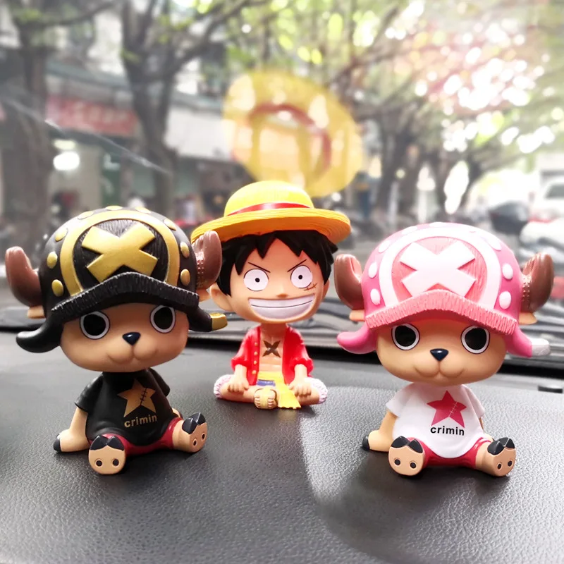 Car Dashboard Anime Cartoon Straw Hat Luffy Zoro Bobblehead Ornaments Shaking Head Dolls Auto Interior Decoration 2 - One Piece Store