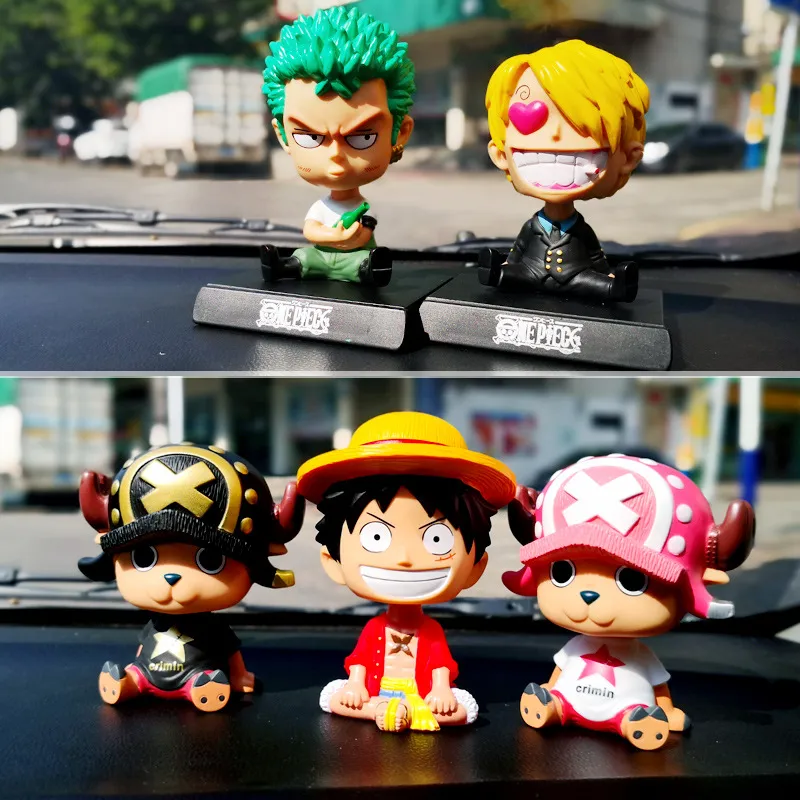 Car Dashboard Anime Cartoon Straw Hat Luffy Zoro Bobblehead Ornaments Shaking Head Dolls Auto Interior Decoration - One Piece Store