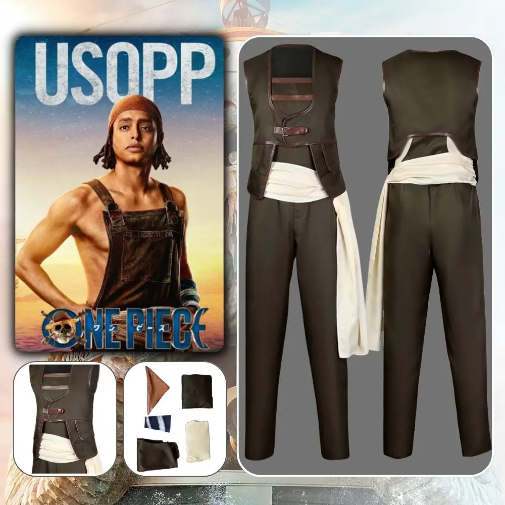 Usopp Cosplay One Piece Live Action Costume Fantasia Disguise Adult Men Vest Pants Outfits Fantasy Man - One Piece Store