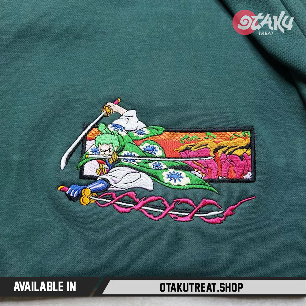Zoro4 Embroidered Hoodie Sweatshirt 1 - One Piece Store