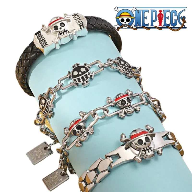 One Piece Luffy Logo Bracelet Straw Hat Pirate Group Male and Female Couple Bracelet Metal Skull - One Piece Store