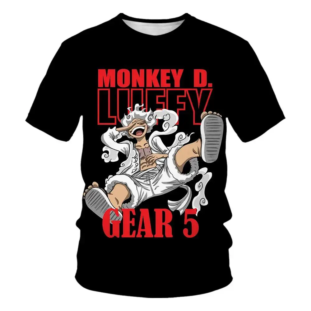 Kids Clothing Anime One Piece Luffy Gear 5 Cosplay T Shirt Boys Boy Cartoon Tees Children Summer Short Sleeve Tops