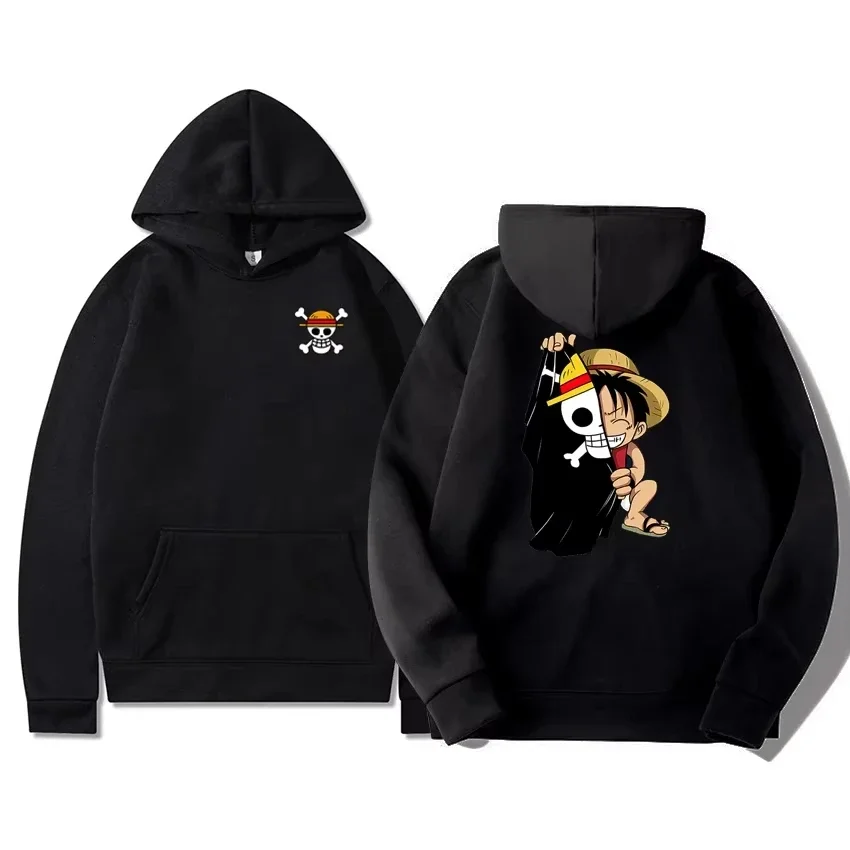 One Piece Anime Luffy Printed Pullover Hoodie Graphic Men's Sweatshirt Unisex Tops Clothing Cotton Women Loose Hooded Ssweater